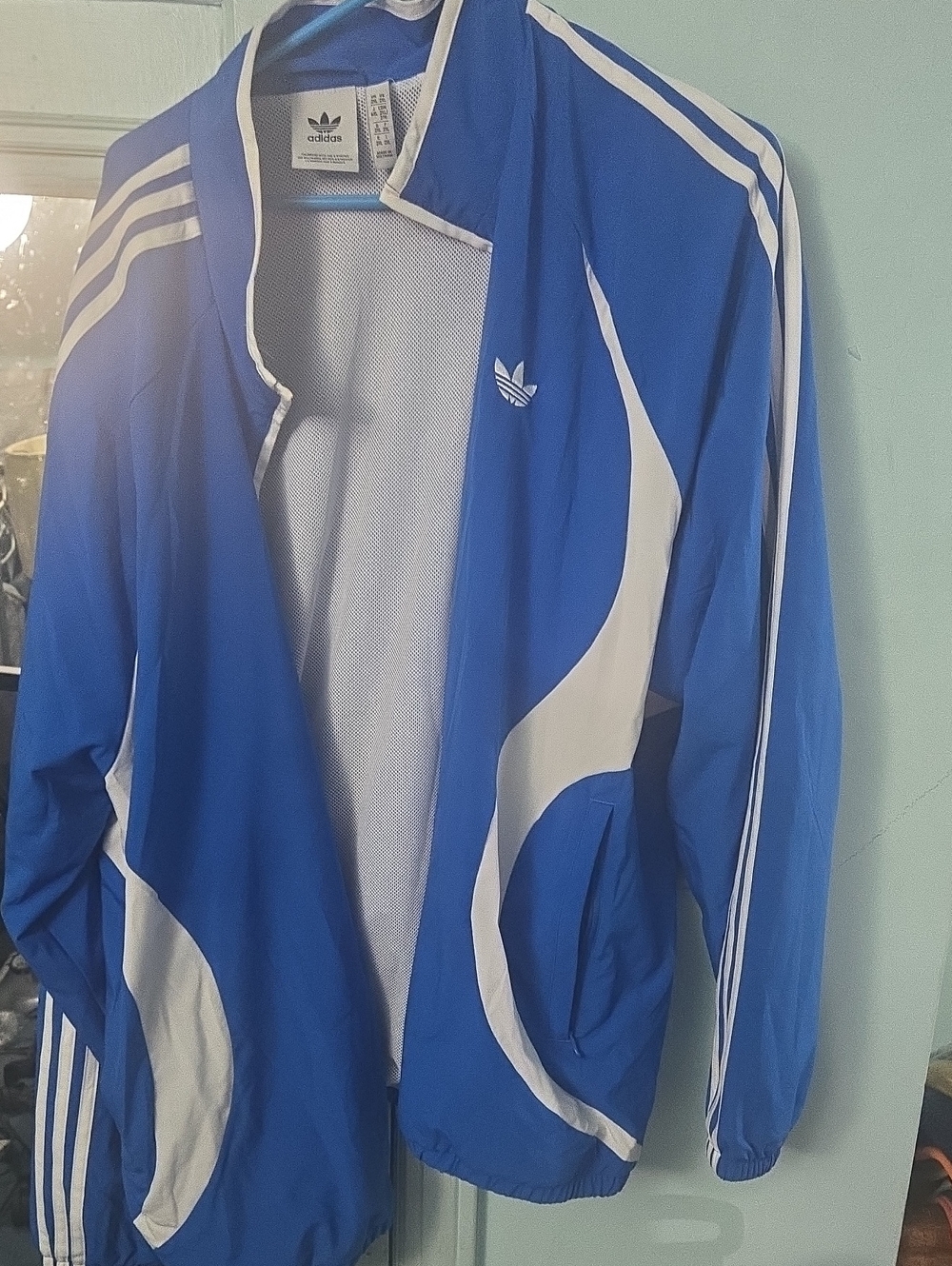 adidas Blue Windbreaker Jacket with White Accents